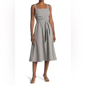 Veronica Beard Gingham Midi Wrap Skirt Dress in Black and White